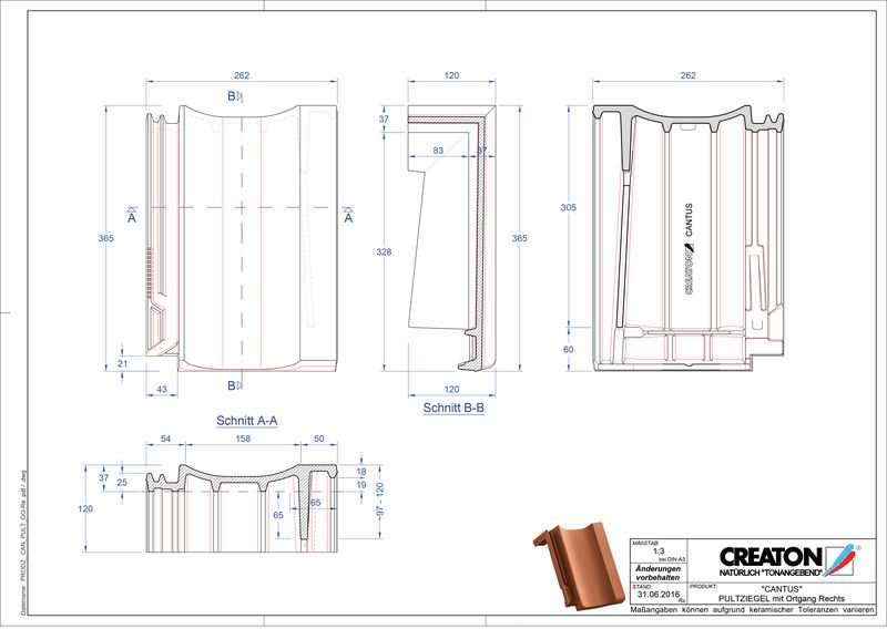 Fisier CAD produs CANTUS Ţiglă laterală dreapta cu versant standard PULTOGR