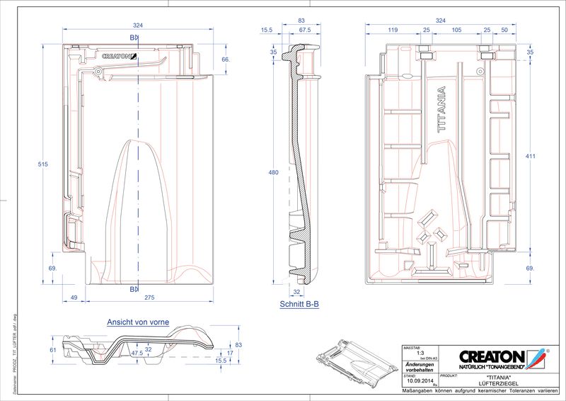 Fiser CAD produs TITANIA Ţiglă de aerisire LUEFTZ