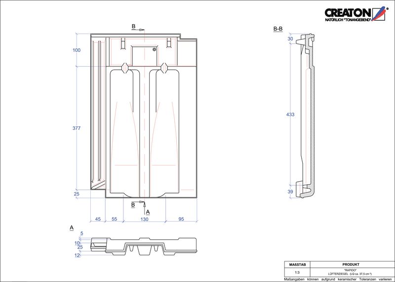 Fiser CAD produs RAPIDO Ţiglă de aerisire LUEFTZ