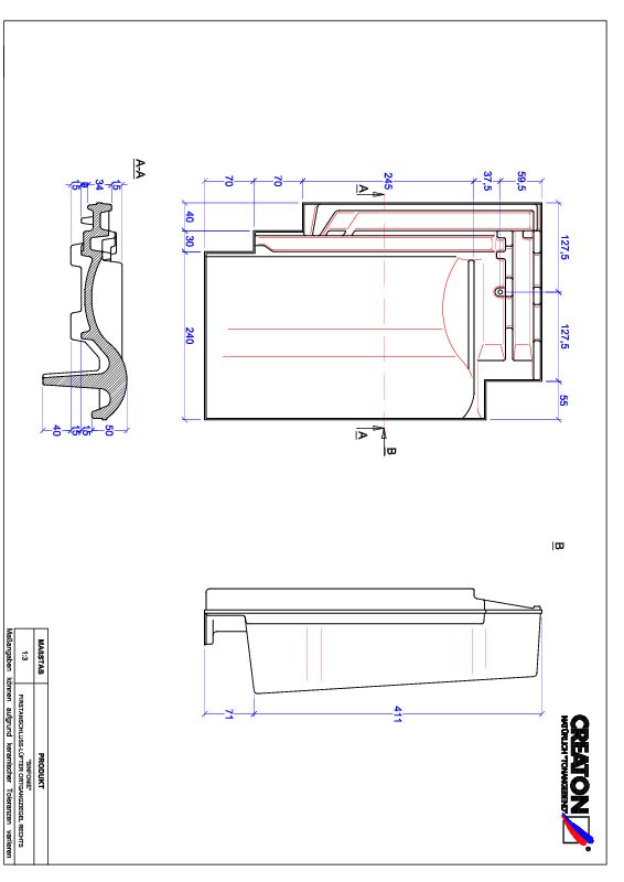 Fiser CAD produs SINFONIE Ţiglă laterală de aerisire pentru conexiune la coamă  dreapta FALOGR