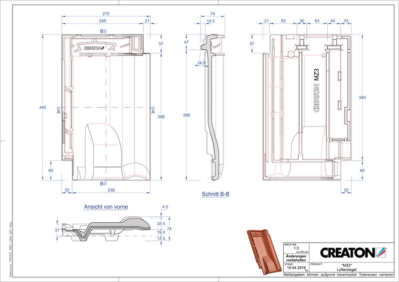 Fiser CAD produs MZ3 Ţiglă de aerisire LUEFTZ