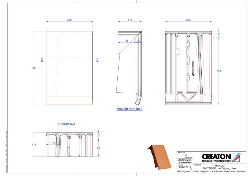Fiser CAD produs MIKADO Ţiglă laterală stânga cu versant standard PULTOGL