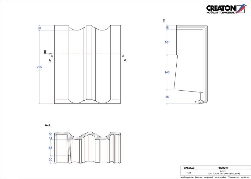 Fiser CAD produs RATIO Ţiglă laterală stânga cu versant standard PULTOGL