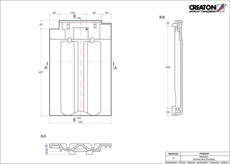 Fiser CAD produs RAPIDO Ţiglă cu proeminenta dublă DWZ