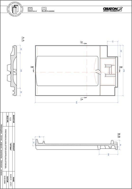 Fiser CAD produs OPTIMA Ţiglă cu proeminenţă  pentru aerisire coamă FALDWZ