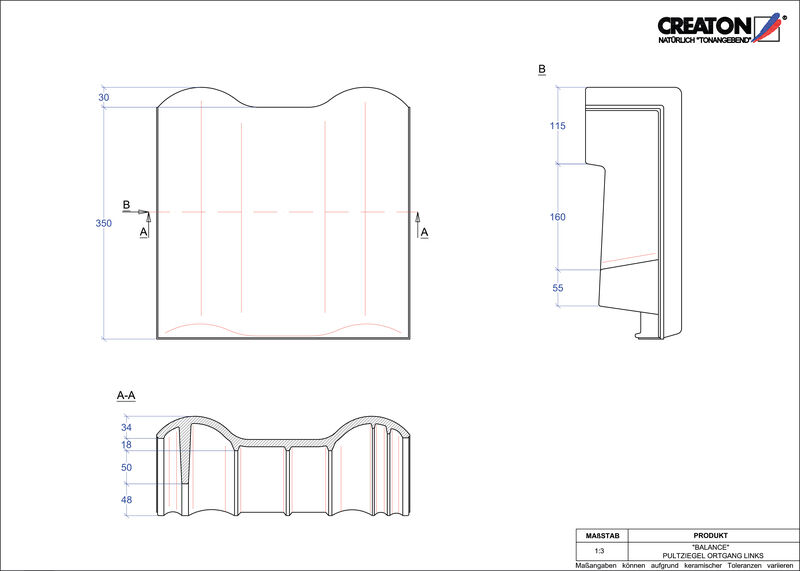 Fisier CAD produs BALANCE Ţiglă laterală stânga cu versant standard PULTOGL