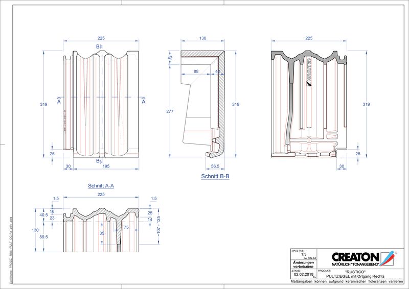 Fiser CAD produs RUSTICO Ţiglă laterală dreapta cu versant standard PULTOGR