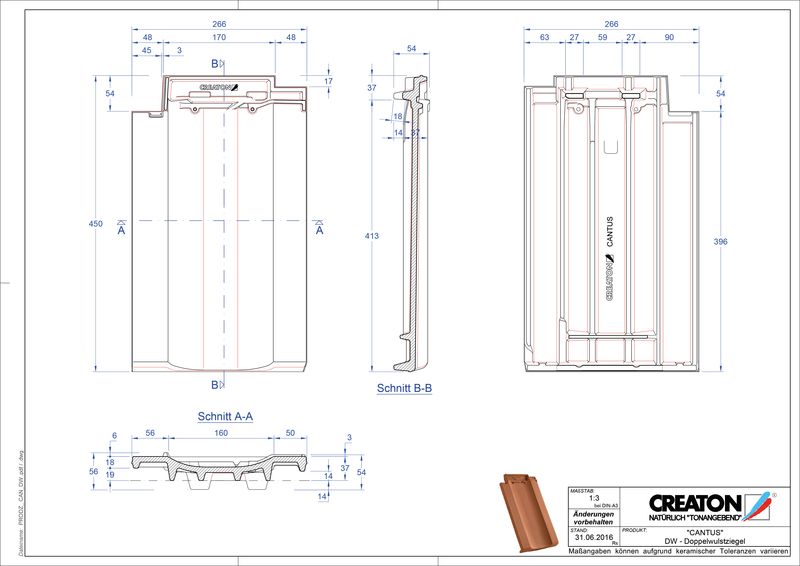 Fisier CAD produs CANTUS Ţiglă cu proeminenta dublă DWZ