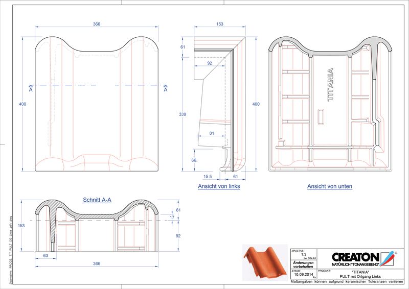Fiser CAD produs TITANIA Ţiglă laterală stânga cu versant standard PULTOGL