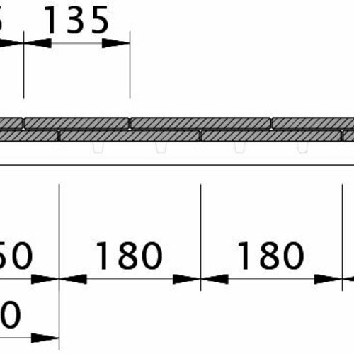 Zeichnung KLASSIK Ortgangziegel links mit Ortgangbrett und 2 3/4 Biber OBL234