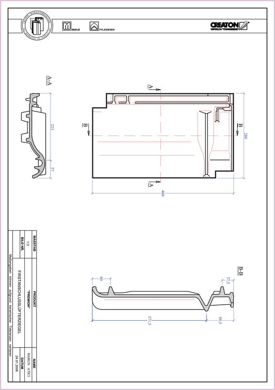 Fiser CAD produs PREMION Ţiglă aerisire pentru conexiune la coamă FALZ