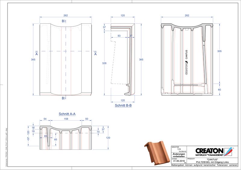 Fisier CAD produs CANTUS Ţiglă laterală stânga cu versant standard PULTOGL