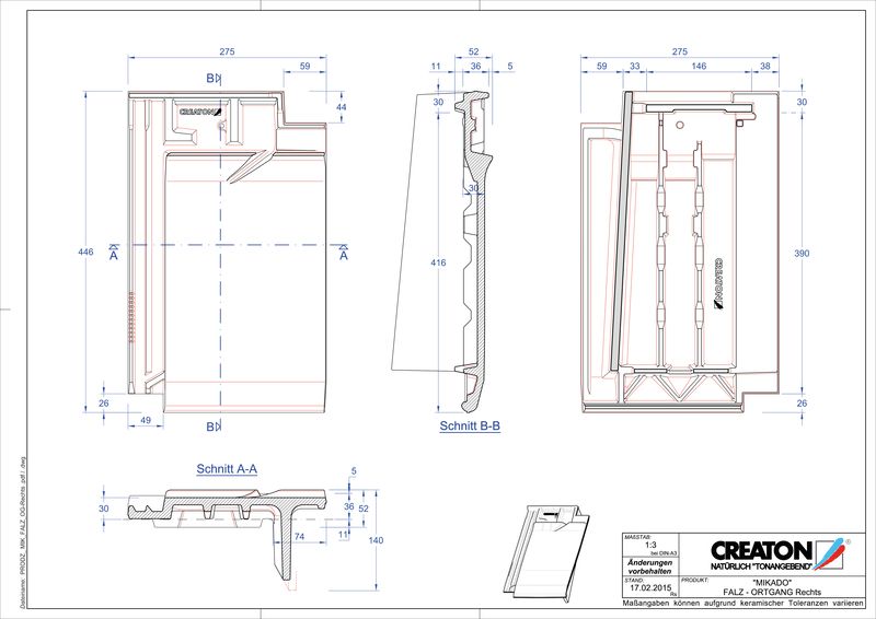 Fiser CAD produs MIKADO Ţiglă laterală de aerisire pentru conexiune la coamă  dreapta FALOGR