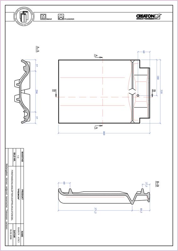 Fiser CAD produs PREMION Ţiglă cu proeminenţă  pentru aerisire coamă FALDWZ