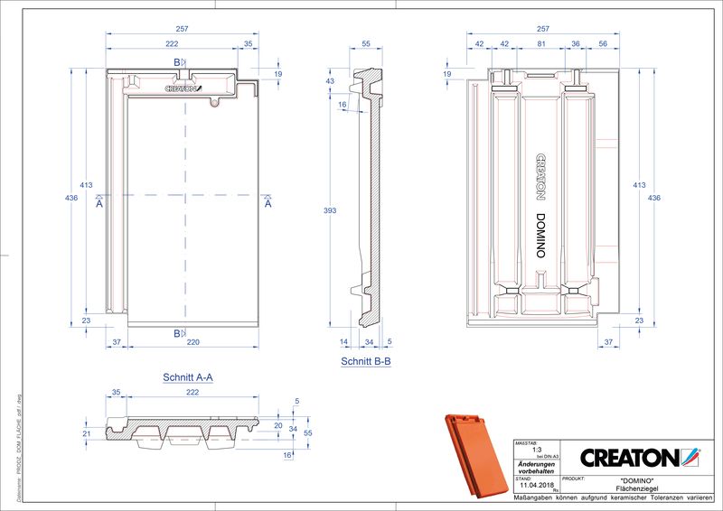 Fisier CAD produs DOMINO Ţiglă de bază FLA