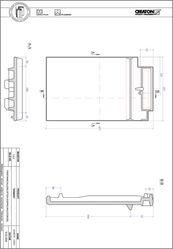 Fisier CAD produs DOMINO Ţiglă cu proeminenţă  pentru aerisire coamă FALDWZ