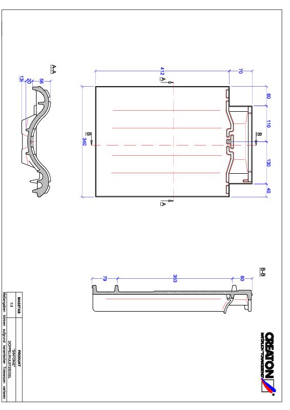 Fiser CAD produs SINFONIE Ţiglă cu proeminenta dublă DWZ
