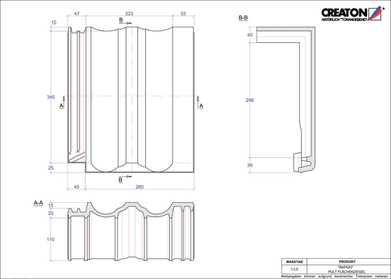 Fiser CAD produs RAPIDO Ţiglă cu versant standard  PULTFLA
