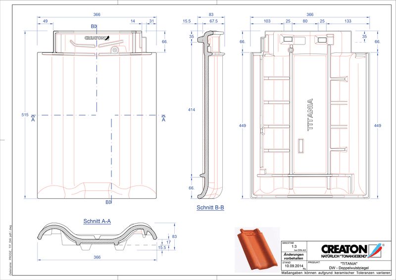 Fiser CAD produs TITANIA Ţiglă cu proeminenta dublă DWZ