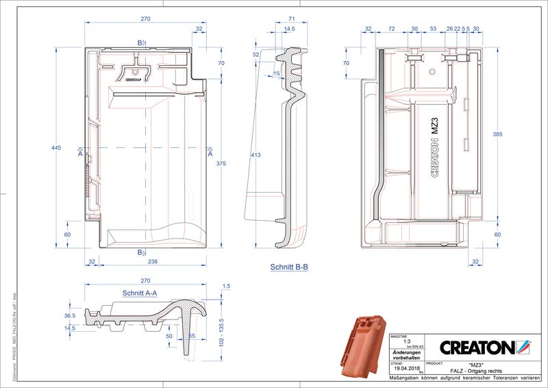 Fiser CAD produs MZ3 Ţiglă laterală de aerisire pentru conexiune la coamă  dreapta FALOGR