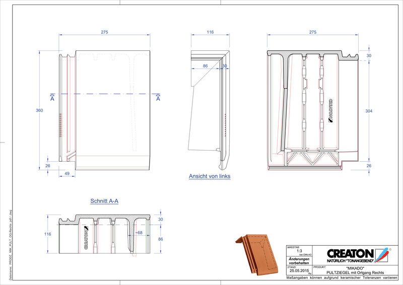 Fiser CAD produs MIKADO Ţiglă laterală dreapta cu versant standard PULTOGR