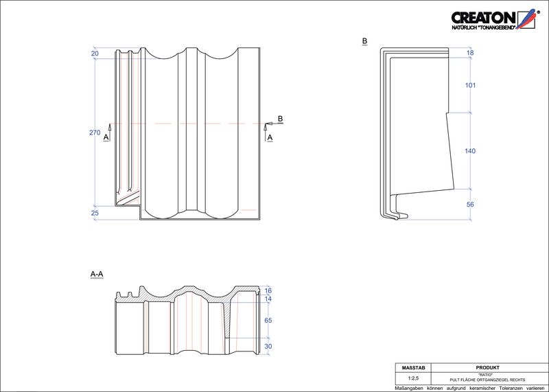 Fiser CAD produs RATIO Ţiglă laterală dreapta cu versant standard PULTOGR