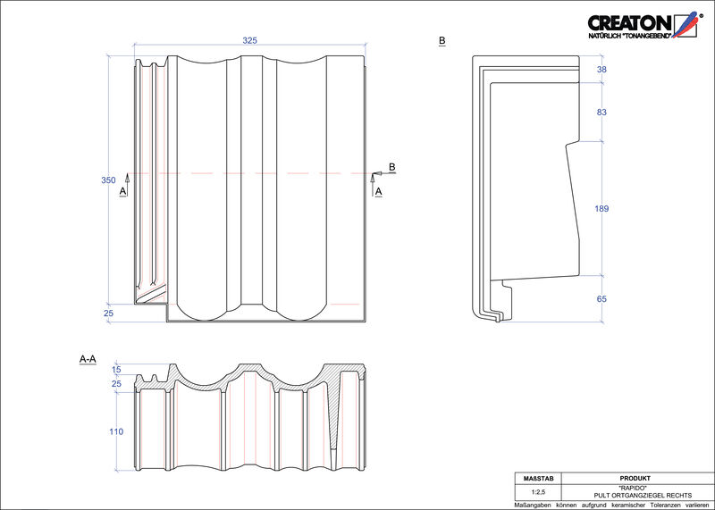 Fiser CAD produs RAPIDO Ţiglă laterală dreapta cu versant standard PULTOGR