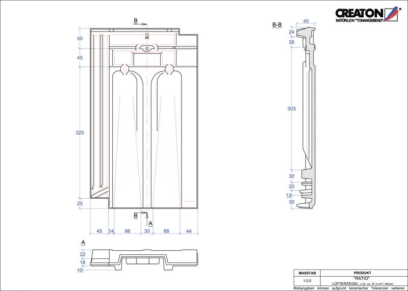 Fiser CAD produs RATIO Ţiglă de aerisire LUEFTZ