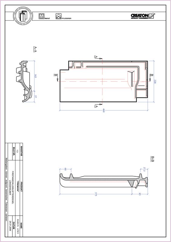 Fiser CAD produs PREMION Ţiglă 1/2 de aerisire pentru conexiune la coama FALLH