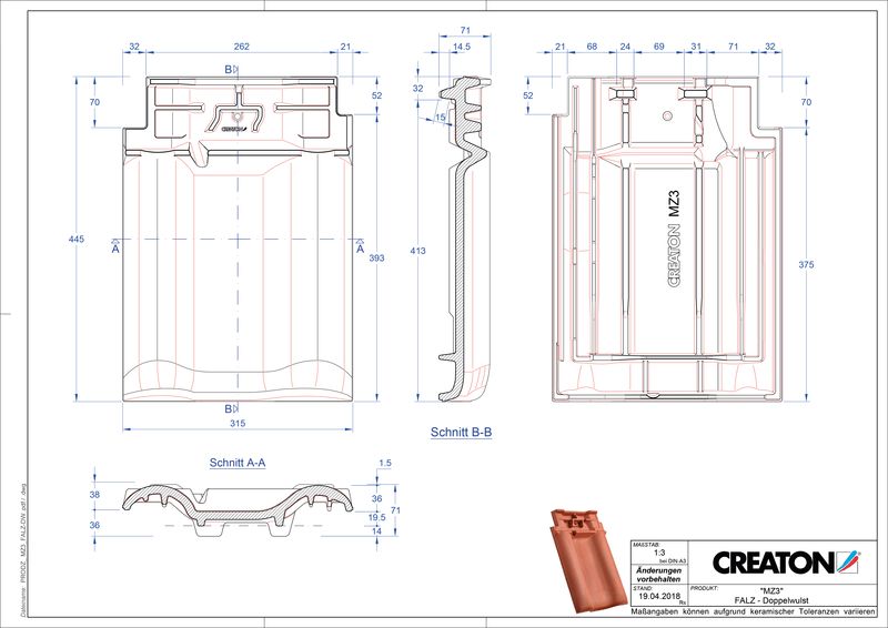 Fiser CAD produs MZ3 Ţiglă cu proeminenţă  pentru aerisire coamă FALDWZ
