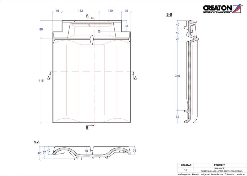 Fisier CAD produs BALANCE Ţiglă cu proeminenţă  de aerisire pentru conexiune la coamă  FALDWZ