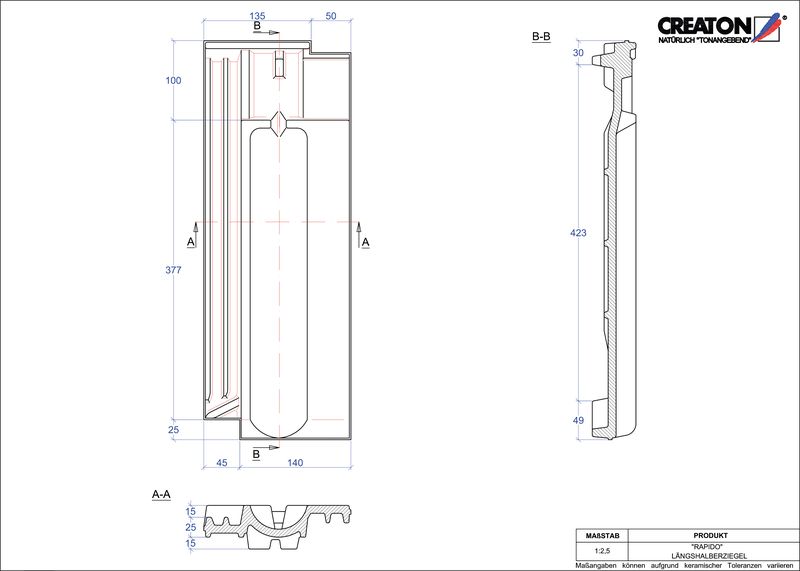 Fiser CAD produs RAPIDO Ţiglă 1/2  LH