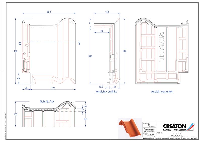 Fiser CAD produs TITANIA Ţiglă cu versant standard PULT