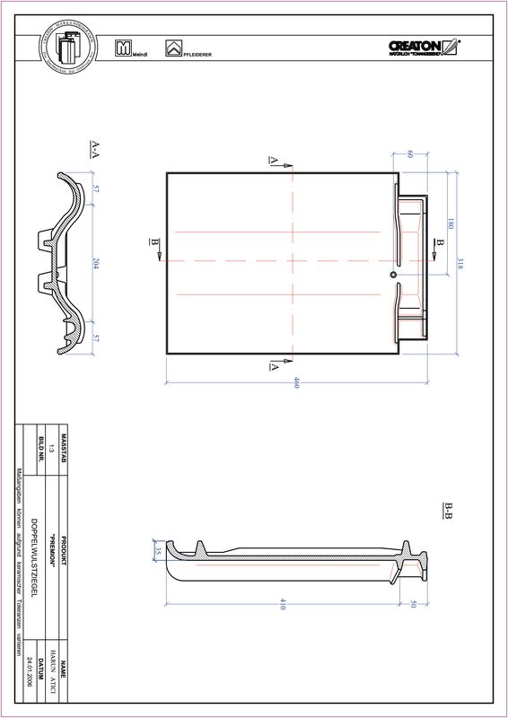 Fiser CAD produs PREMION Ţiglă cu proeminenta dublă DWZ
