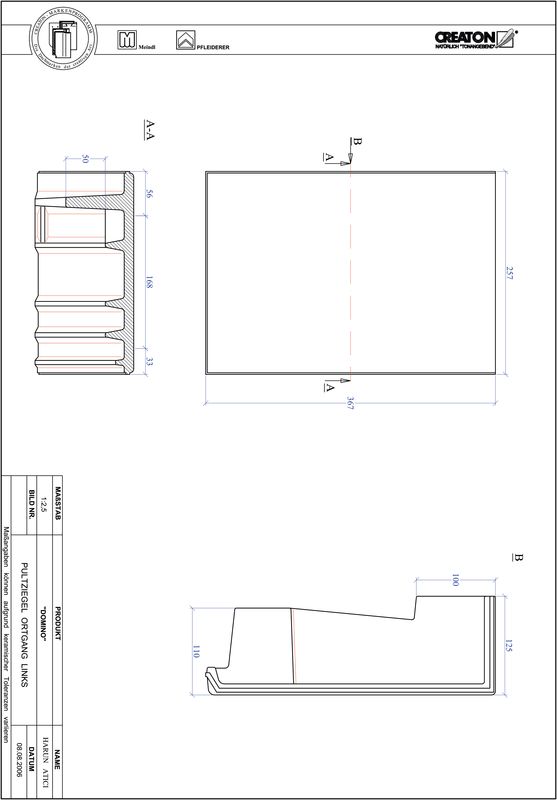 Fisier CAD produs DOMINO Ţiglă laterală stânga cu versant standard PULTOGL