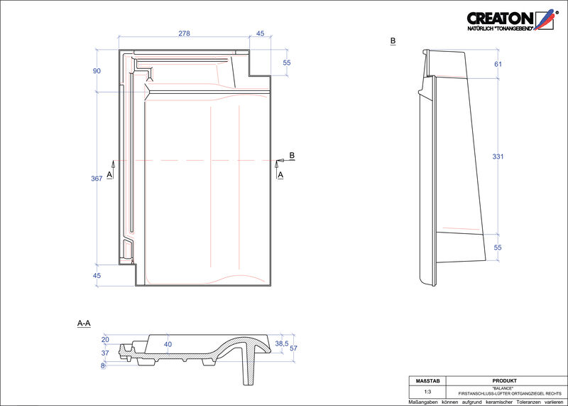 Fisier CAD produs BALANCE Ţiglă laterală dreapta de aerisire pentru conexiune la coamă FALOGR