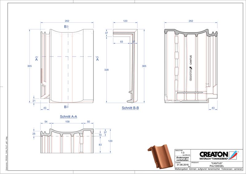 Fisier CAD produs CANTUS Ţiglă cu versant standard  PULT