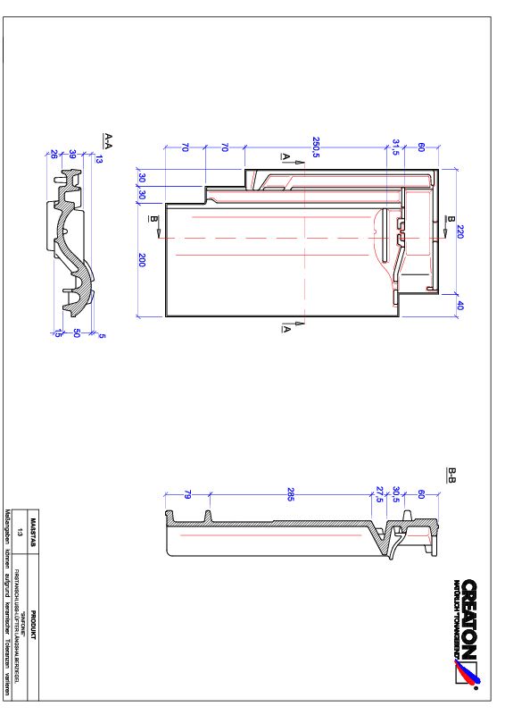 Fiser CAD produs SINFONIE Ţiglă 1/2 de aerisire pentru conexiune la coama FALLH