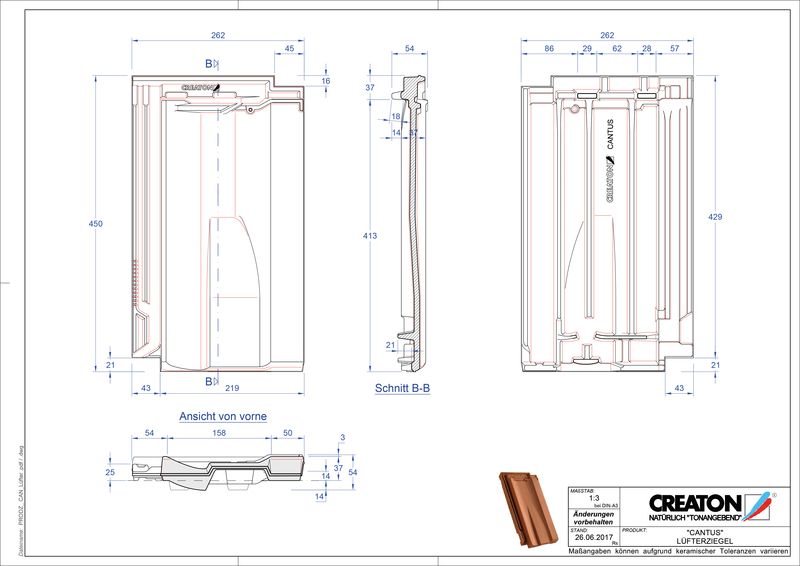 Fisier CAD produs CANTUS Ţiglă de aerisire LUEFTZ